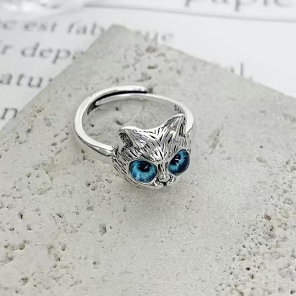 NWOT SILVER metal cat ring for ladies   SZ 8  ... R52 - Picture 7 of 10